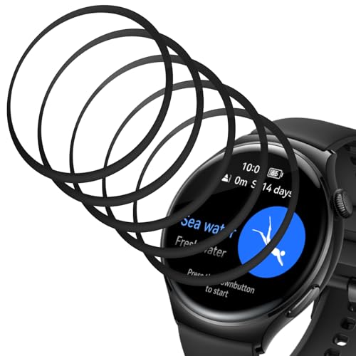 Tomooo 5 Stück Schutzfolie für Huawei Watch 4 für Panzerglas 3D Gebogene Vollabdeckung Schutz Displayschutzfolie, HD TPU Weich Folie, Anti-Kratz, Wasserdicht von Tomooo