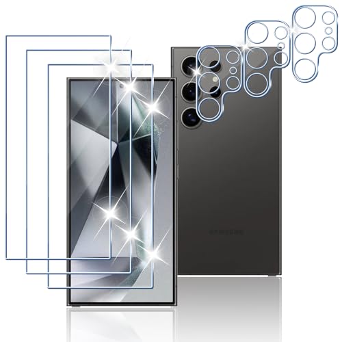 Tomooo Schutzfolie für Samsung Galaxy S24 ultra für Panzerglas, 3 Stück Displayschutzfolie und 3 Stück Kameraschutz, 9H Härte Anti-Kratzer Panzer Schutz Glas, HD-Klar Anti-Bläschen Schutzfolie von Tomooo