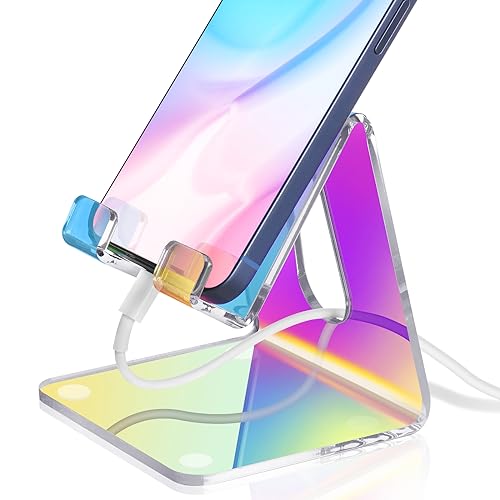 Tomorotec Schillernder Acryl-Handy-Ständer, Tragbarer Telefonhalter für den Schreibtisch, Rutschfester Desktop-Smartphonehalter Kompatibel mit iPhone Samsung Galaxy Pixel Telefonwiege für Zuhause Büro Tomorotec Schillernder Acryl-Handy-Ständer, Tragbarer Telefonhalter für den Schreibtisch, Rutschfester Desktop-Smartphonehalter Kompatibel mit iPhone Samsung Galaxy Pixel Telefonwiege für Zuhause Büro von Tomorotec