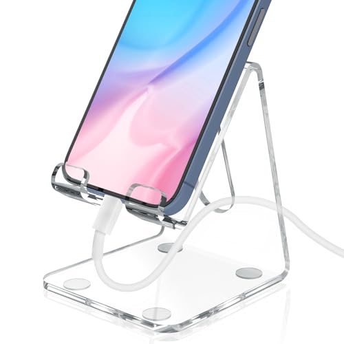 Tomorotec Transparenter Acryl-Handy-Ständer, tragbare Handyhalterung für den Schreibtisch, rutschfeste Desktop-Smartphone-Halterung, kompatibel mit iPhone, Samsung Galaxy Pixel, Handyhalterung, Dock, Tomorotec Transparenter Acryl-Handy-Ständer, tragbare Handyhalterung für den Schreibtisch, rutschfeste Desktop-Smartphone-Halterung, kompatibel mit iPhone, Samsung Galaxy Pixel, Handyhalterung, Dock, von Tomorotec