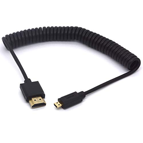 Gewickeltes Micro-HDMI-zu-HDMI-Kabel, HDMI-Stecker zu Micro-HDMI-Stecker Adapterkabel Unterstützung 1080P 4K 3D für Hero, Sony A6500 / A7, Kamera (1.8 meter) von Tomost