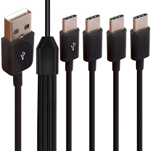 Multi USB C Y Splitter Ladekabel, 4 in 1 USB 2.0 A Stecker auf 4 Typ C Stecker Kabel für jedes USB C betriebene Gerät (30 cm) (USB To 4 Type C) von Tomost