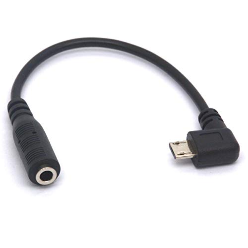 Tomost 3,5 mm Mikrofonkabel, 90 Grad Micro-USB-Stecker auf 3,5 mm Buchse, Kopfhörer-Adapterkabel für AUX Audio Headset Active Clip Mikrofon (15 cm) von Tomost