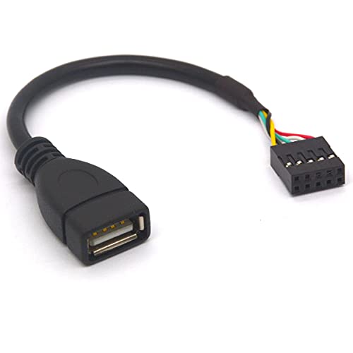 Tomost 9-polige USB-Motherboard-Buchsenleiste auf USB-2.0-Typ-A-Buchse, USB-Buchse auf 10-poligen USB-Dupont-Kabel (2 Stück) von Tomost