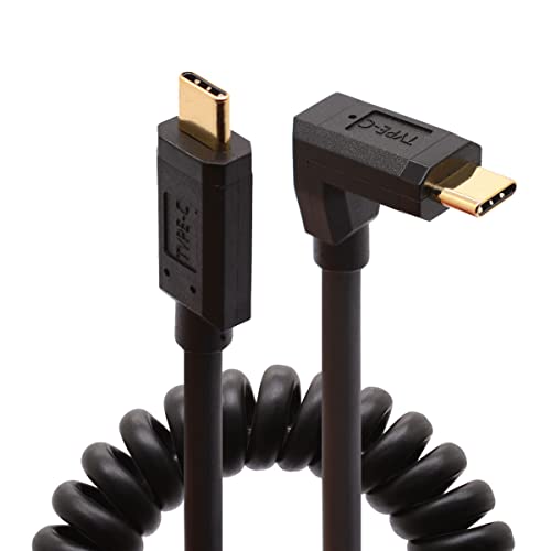 Tomost Coild USB Typ C Kabel, Feder USB C auf USB C Kabel, 90 Grad Winkel USB C Spirale USB 3.1 Typ C Ladekabel Adapterkabel kompatibel mit Computer Phone Pad Laptop Tablets (1,2 Meter) von Tomost