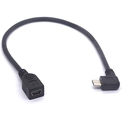 Tomost Mini-USB-Buchse auf Micro-USB-Kabel, links, 90 Grad B, Micro-USB-Stecker auf Mini-Buchse, Adapter für MP3-Kamera (links) von Tomost