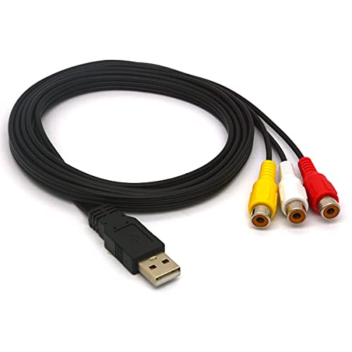 USB auf 3 Cinch-Kabel, 1,5 m lang, USB 2.0 Stecker auf 3 Cinch-Buchsen, Splitter, Audio-Video, AV, Composite-Adapterkabel für TV, PC, HDD, DVR (1.5 meter) von Tomost