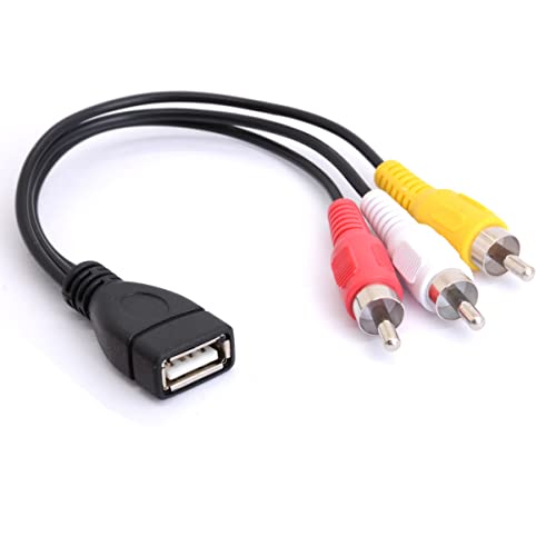 USB auf 3 Cinch-Kabel, USB 2.0 Buchse auf 3 Cinch-Stecker, Video-AV-Camcorder-Adapterkabel für TV, PC, DVD (20 cm) von Tomost