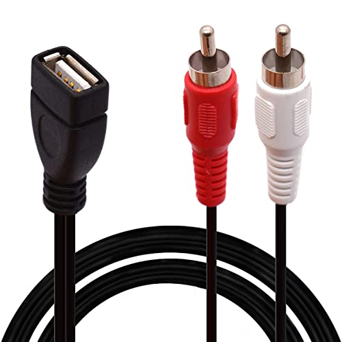 USB-auf-RCA-Kabel, USB-A 2.0-Buchse auf 2 Cinch-Stecker, Y-Splitter, Audio-Video, AV-Composite-Adapterkabel (1,5 m) von Tomost