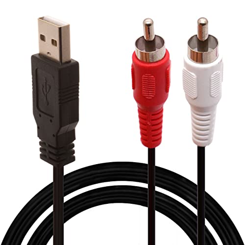 USB-zu-RCA-Kabel, Cinch-auf-USB-Kabel, USB-2.0-Stecker auf 2 Cinch-Stecker, Video-AV-/A/V-Konverter, Camcorder-Audio-Capture-Karten-Splitter-Adapterkabel für TV/Mac/PC (1,5 m) von Tomost