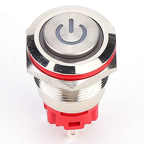Druckknopfschalter, DC9-30V 19mm 1NO 1NC Wasserdichte Metall Selbstverriegelung Schalter mit Gelbem Licht (Ring-Power-Lampe mit hohem Kopf selbst sperren) von Tomotato