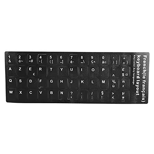 Französischer Tastaturaufkleber, Nicht Transparenter Tastaturaufkleber mit Weißen Französischen Buchstaben für Desktop PC Laptop Notebook Tastaturen von Tomotato