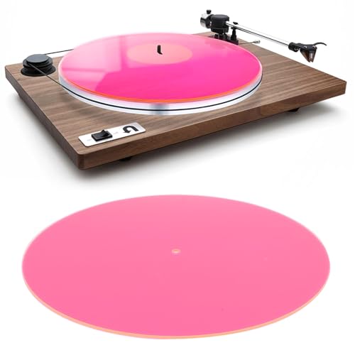 Rutschfest Plattenspieler Matte, 30cm Antistatisch Plattentellerauflage Schutzmatte, Vinyl Schallplattenunterlage für 12 Zoll Phonographen, LP Schallplatten, High-Fidelity Audiophile(Transparent Pink) von Tomotato