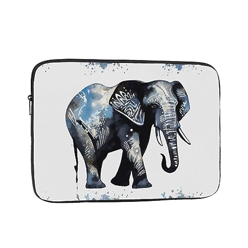 Laptop-Hülle Elefant-Blau Schwarz Slim Laptop Hülle Cover Durable Aktentasche Stoßfest Schutz Notebook Tasche 15 Zoll von Tomppy