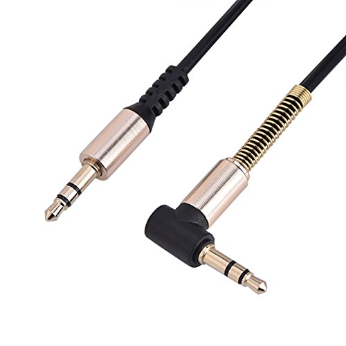 3,5 Mm Männlicher Bis Männlicher Federkabel, Gewickeltes Design, Goldplattierte Stecker, L-förmiger Rechter Winkel für Auto-Kopfhörer, Mp3, Schwarz 3,5 Mm Männlicher Bis Männlicher Federkabel, Gewickeltes Design, Goldplattierte Stecker, L-förmiger Rechter Winkel für Auto-Kopfhörer, Mp3, Schwarz von Tomvorks