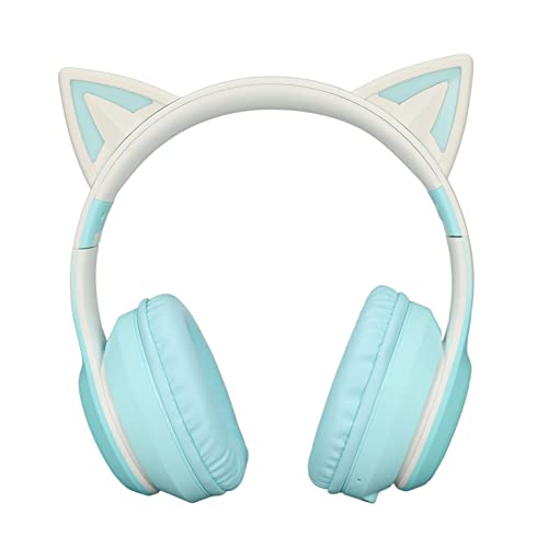 Cat -Ohr - -Gaming -Kopfhörer Wireless Faltbares Musik -Headset mit Abnehmbarem Mikrofon mit LED -Licht 3,5 Mm Kabel, Einstellbar (Grün) von Tomvorks