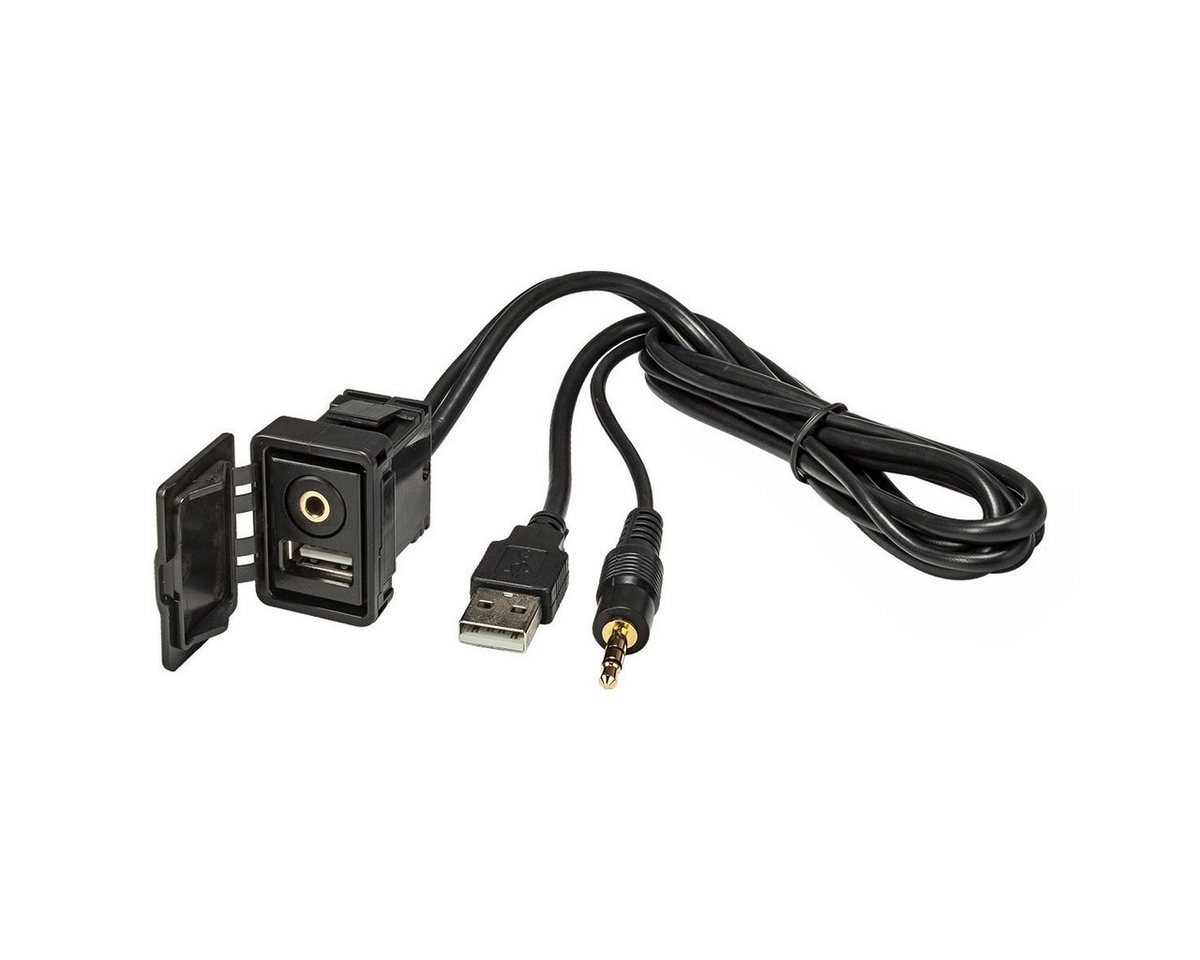 tomzz Audio USB 2.0 Typ A + AUX Einbaubuchse Steckdose Einbau mit 100cm Kabel KFZ Adapter von Tomzz Audio
