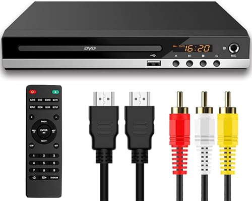 DVD Player für Fernseher, Mini CD/DVD Player, Regionen Free mit 1080P HDMI-Anschluss/AV-Ausgang, Dolby Digital, USB-Anschluss von ToneRiso