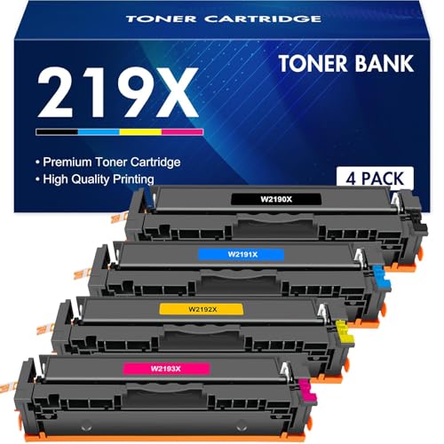 219X 219A MFP 3302FDWG Toner: Kein Chip 4 Pack Kompatible Ersatz für HP 219X 219A Color Laserjet Pro MFP 3302SDWG 3302FDNG 3202DN 3202DW 3302FDW 3302SDW 3302FDN W2190X - Schwarz Cyan Magenta Gelb 219X 219A MFP 3302FDWG Toner: Kein Chip 4 Pack Kompatible Ersatz für HP 219X 219A Color Laserjet Pro MFP 3302SDWG 3302FDNG 3202DN 3202DW 3302FDW 3302SDW 3302FDN W2190X - Schwarz Cyan Magenta Gelb von Toner Bank