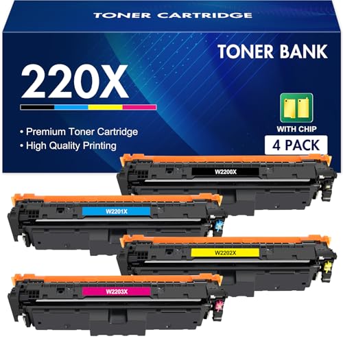 220X 220A MFP 4302dw Toner: für HP 220X Toner Set Mit Chip Kompatible für Color Laserjet Pro MFP 4302dw 4202dw 4302fdw 4302fdw 4202dn 4302fdn Schwarz Cyan Gelb Magenta W2200X W2201X W2202X W2203X 4PK von Toner Bank