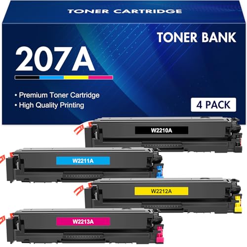 4er-Pack Kein Chip für HP 207A Toner Multipack 207X Color Laserjet Pro MFP M283fdw M255dw M282nw M283fdn M255nw M255 M282 M283 W2210A W2211A W2212A W2213A W2210X Schwarz Cyan Gelb Magenta von Toner Bank