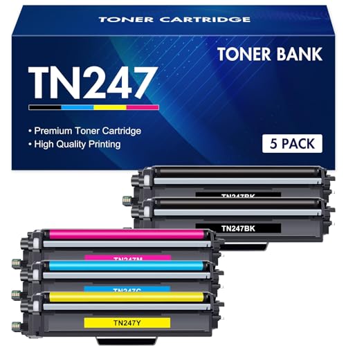 5er-Pack TN-243CMYK Kompatibel Toner für Brother MFC L3750CDW TN247 MFC-L3750CDW DCP-L3550CDW MFC-L3770CDW HL-L3210CW HL-L3230CDW MFC-L3710CW TN243CMYK TN243 TN-243 TN247BK TN247C TN247Y TN247M von Toner Bank