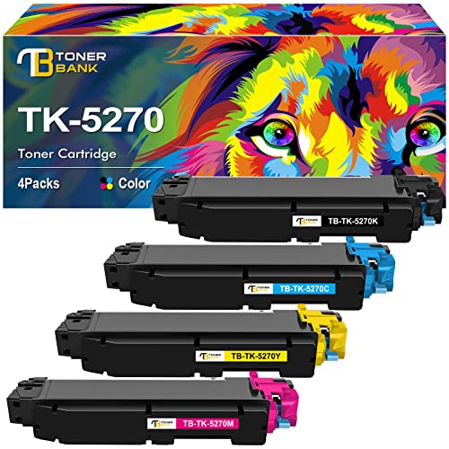 Toner Bank Kompatibel Tonerkartusche als Ersatz für Kyocera TK-5270 TK-5270K TK5270 ECOSYS P6230cdn M6230cidn M6230cidnt M6630cidn TK-5270C TK-5270M TK-5270Y (Schwarz Cyan Gelb Magenta, 4er-Pack) von Toner Bank