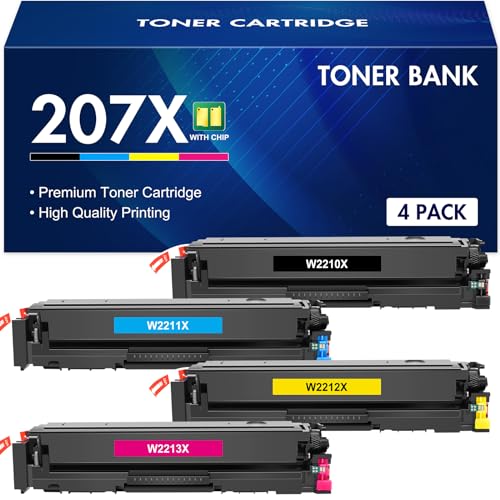 Toner Bank Pack 207X 207A Tonerkartusche Multipack für HP Color Laserjet Pro MFP M283fdw M255dw M282nw M283fdn M255nw M283 M255 M282 W2210X W2211X W2212X W2213X Tinte – Schwarz Cyan Gelb Magenta mit C von Toner Bank