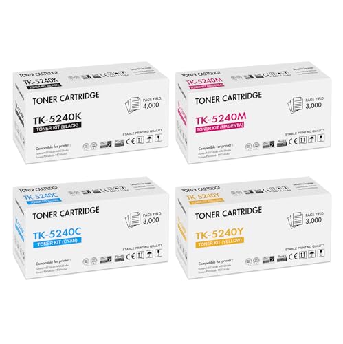 Toner Bank TK-5240K TK-5240 Kompatibel für Kyocera Ecosys M5526cdw M5526cdn TK5240 TK5240K TK-5240C TK-5240Y TK-5240M P5026cdn P5026cdw M5526 P5026 (Schwarz Cyan Gelb Magenta, 4er-Pack) von Toner Bank