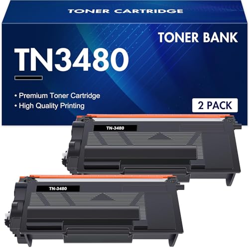 Toner Bank TN3480 Kompatible für Brother TN-3480 TN3480 TN-3430 TN3430 TN 3480 TN 3430 MFC-L5750DW HL-L5100DN MFC-L5700DW HL-L5200DW HL-L6400DW MFC L5750DW HL L5100DN HL-L5000D Schwarz, 2er-Pack von Toner Bank