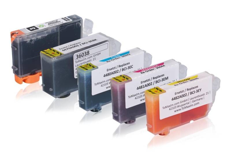 Multipack kompatibel zu Canon 4479A002 / BCI-3 enthält 1xBK, 1xBK, 1xC, 1xM, 1xY von TonerPartner