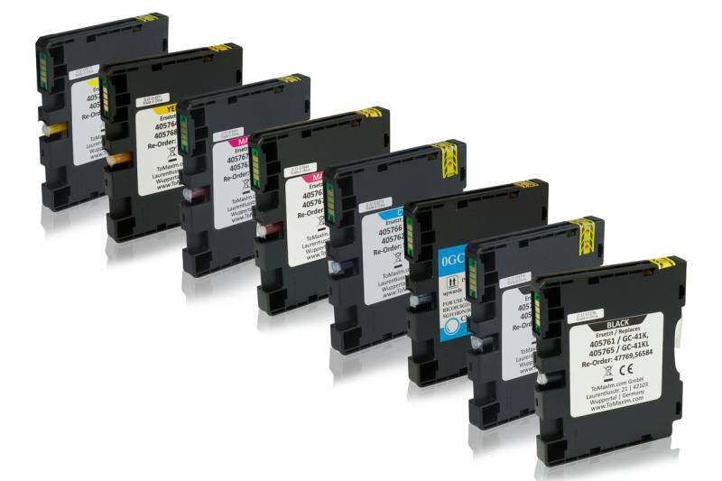 Multipack kompatibel zu Ricoh 405761 / GC41 enthält 8x Tintenpatrone von TonerPartner
