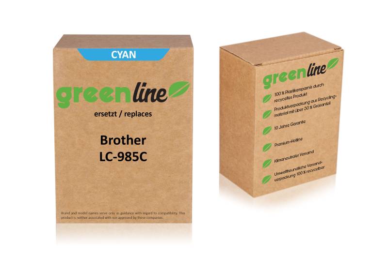 greenline ersetzt Brother LC-985 C Tintenpatrone, cyan von TonerPartner