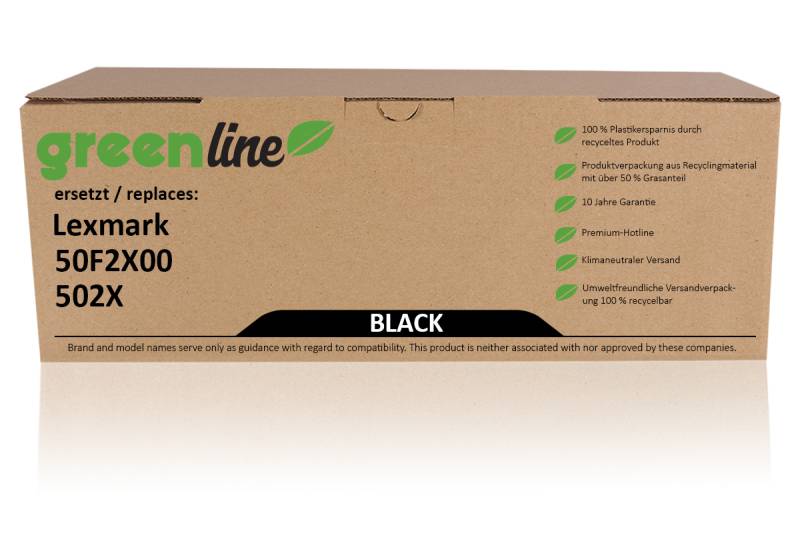 greenline ersetzt Lexmark 50F2X00 / 502X Tonerkartusche, schwarz von TonerPartner