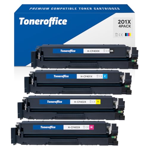 201X Toner Multipack 4er-Set für HP 201X CMYK Tonerkartusche Kompatibel 1x Schwarz (ca. 2800 Seiten) 1x Cyan (ca. 2300 Seiten) 1x Magenta (ca. 2300 Seiten) 1x Gelb (ca. 2300 Seiten) von Toneroffice