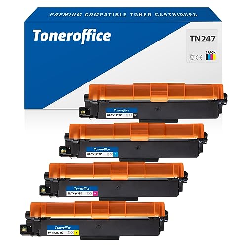 TN-247 BKCMY Toner Multipack 4er-Set für Brother TN-247 BKCMY Tonerkartusche Kompatibel 1x Schwarz (ca. 3000 Seiten) 1x Cyan (ca. 2300 Seiten) 1x Magenta (ca. 2300 Seiten) 1x Gelb (ca. 2300 Seiten) von Toneroffice