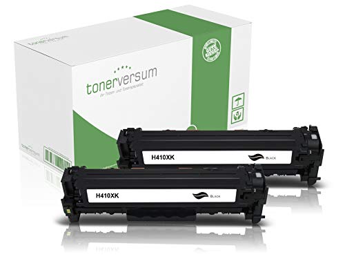 2 Toner kompatibel zu HP CF410X 410X Schwarz für Color Laserjet Pro M452 M452dn M452nw MFP M477fdw M477fnw M377dw Laserdrucker CF410A von Tonerversum