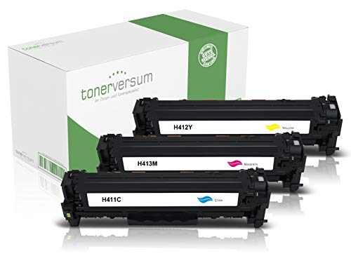 3 Toner kompatibel zu HP CF411X CF412X CF413X Cyan Magenta Gelb für Color Laserjet Pro M452 M452dn M452nw MFP M477fdw M477fnw M377dw Laserdrucker Multipack von Tonerversum