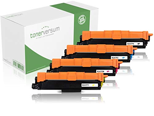 4 Toner kompatibel zu Brother TN-247 Schwarz Cyan Magenta Gelb -mit Chip- für DCP-L3550cdw HL-L3230cdw HL-L3270cdw MFC-L3750cdw Multipack von Tonerversum