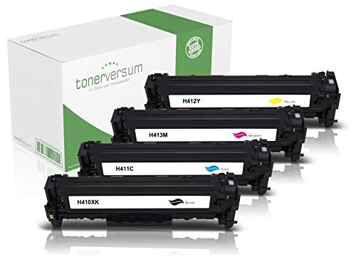 4 Toner kompatibel zu HP CF410X CF411X CF412X CF413X Schwarz Cyan Magenta Gelb für Color Laserjet Pro M452 M452dn M452nw MFP M477fdw M477fnw M377dw Laserdrucker Multipack von Tonerversum