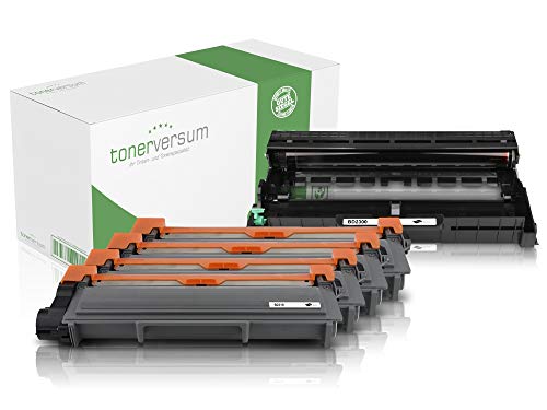 4 Toner und Trommel kompatibel zu Brother TN-2310 DR-2300 Schwarz DCP-L2500d DCP-L2520dw HL-L2300d HL-L2340dw HL-L2360dn MFC-L2700dw MFC-L2700dn MFC-L2740dw Laserdrucker von Tonerversum