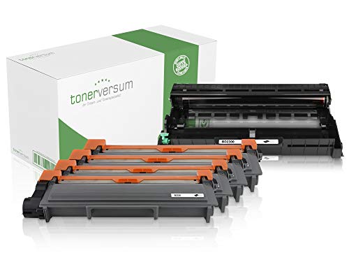 4 Toner und Trommel kompatibel zu Brother TN-2320 DR-2300 Schwarz für DCP-L2500d DCP-L2520dw HL-L2300d HL-2340dw HL-L2360dn MFC-L2700dw MFC-L2700dn MFC-L2740dw Laserdrucker Spar-Set von Tonerversum