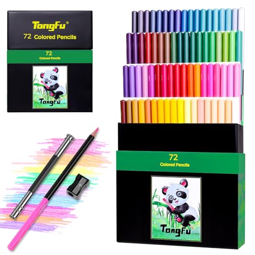 TongFu 72 Buntstifte Set, Hochwertige Buntstifte, Weichkern Buntstifte für Erwachsene und Kinder, Glattes und glattes Schreiben, Professionelle Buntstiftminen, für Kunst, Zeichnen, Reißverschlussetui von TongFu
