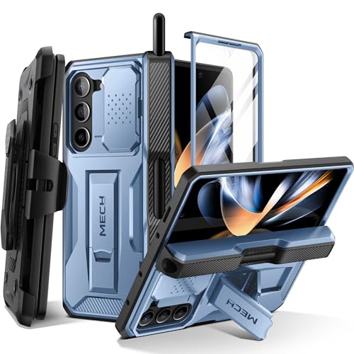 Tongate Hülle für Galaxy Z Fold 5, mit neuem S Stift Halter & Displayschutz & Kickstand, Full-Body Rugged Scharnier Schutz mit Gürtelclip Kameraabdeckung für Samsung Galaxy Z Fold 5 Hülle, Blau von Tongate