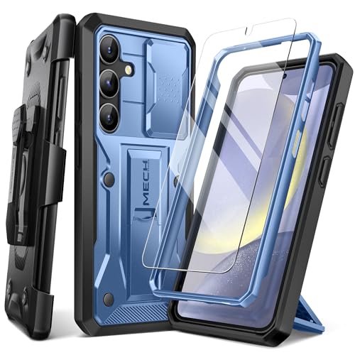 TONGATE Kompatibel mit Samsung Galaxy S24 Plus Hülle,[Displayschutz & Slide Kameraabdeckung] Militärstandard Stoßfeste Handyhülle mit Kickstand & Gürtelclip für S24+ Plus Hülle 6,7 Zoll, Blau von Tongate