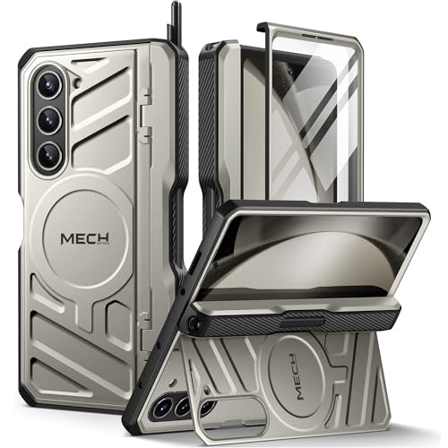 TONGATE Magnetisch für Z Fold 5 Hülle mit S-Stifthalter und Ständer, [kompatibel mit MagSafe] robuste, robuste Handyhülle mit integriertem Displayschutz und Gürtelclip für Samsung Galaxy Z Fold 5 5G von Tongate