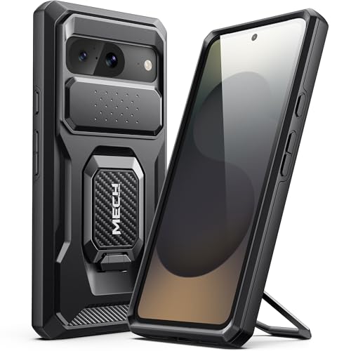 Tongate Hülle für Google Pixel 8, eingebauten Ring Kickstand und Slide Kamera Abdeckung, Militärklasse stoßfeste robuste Dual Layer Schutz Handyhülle Abdeckung für Google Pixel 8 Fall (2023), Schwarz von Tongate