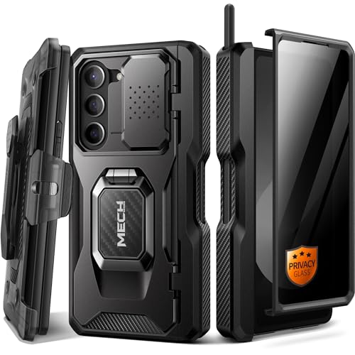 TONGATE Hülle für Z Fold 6 mit Privatsphäre Bildschirmschutz, Built-in Z Fold6 S Pen Halter, Stoßfestes HandyHülle mit Ring Ständer & Kameraabdeckung & Gürtelclip für Galaxy Z Fold 6 2024, Schwarz von Tongate