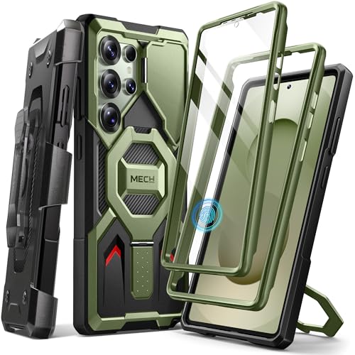 Tongate Kompatibel mit Galaxy S25 Ultra Hülle, Bulit-in Ständer & Fallschutz, TiGrün von Tongate
