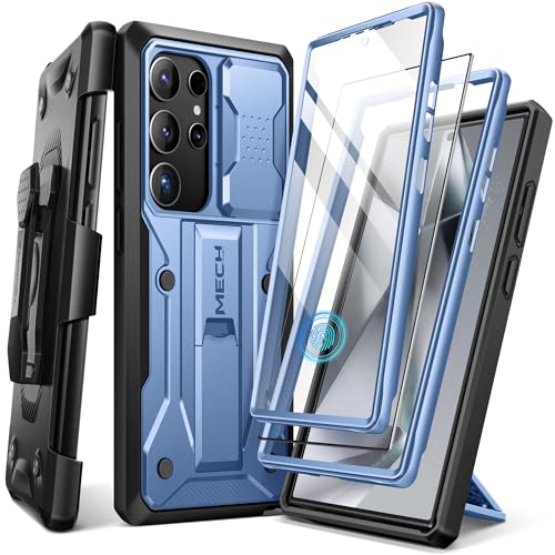 TONGATE Kompatibel mit Samsung Galaxy S24 Ultra Hülle,[Slide Kameraabdeckung & Displayschutz] [2 vordere Rahmen] Militärstandard Stoßfeste Handyhülle mit Kickstand & Gürtelclip 6,8 Zoll, Blau von Tongate